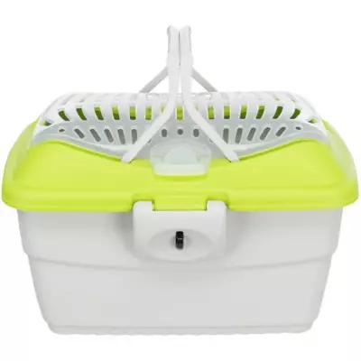 Boîte de transport Mini-Capri pour rongeurs - 40 × 22 × 30 cm - Gris clair/vert