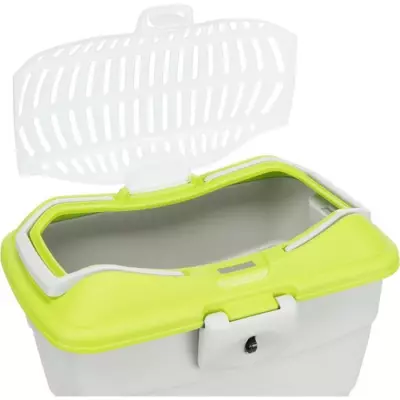 Boîte de transport Mini-Capri pour rongeurs - 40 × 22 × 30 cm - Gris clair/vert