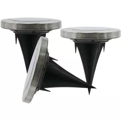 Lot de 3 spots solaires encastrables inox pour une décoration lumineuse