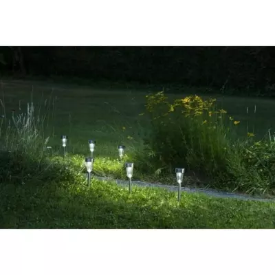 Lot de 5 lanternes solaires GALIX G18 - Éclairage doux - Design en inox et verre