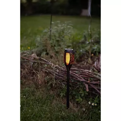 Torche solaire en résine 12 LED ambrée vacillantes - GALIX