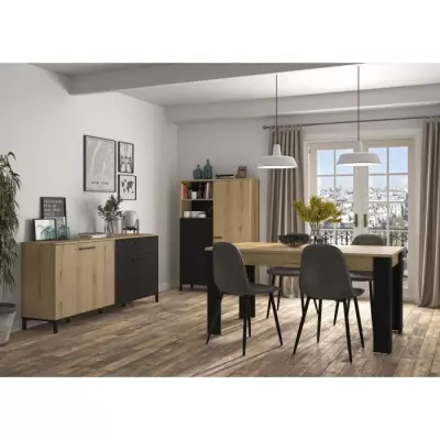 Buffet TRUST - Chene / Noir - 4 portes
