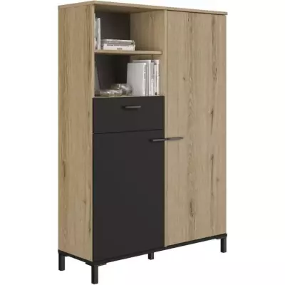 Rangement haut TRUST - Chene/Noir - Design Moderne
