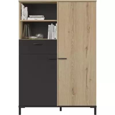 Rangement haut TRUST - Chene/Noir - Design Moderne