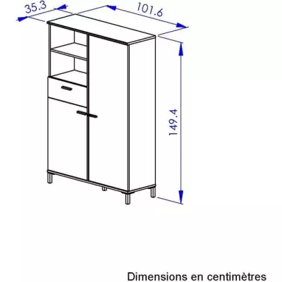 Rangement haut TRUST - Chene/Noir - Design Moderne