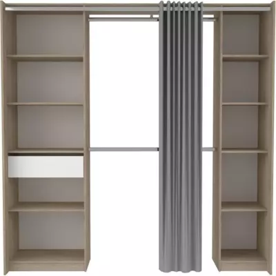 EKIPA - Kit Dressing Chic - Décor Chêne Dakota Blanc - 198 x 200,3 x 50 cm
