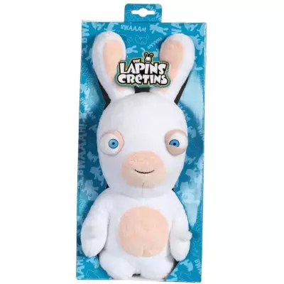 Peluche Lapins Crétins Sonores - Bouche Fermée - 28 cm - Blanc