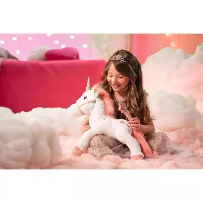 Peluche Licorne Lica Bella Magique 35 cm - Rose et Blanc