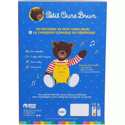 Peluche Musicale Petit Ours Brun, Conte et Parle - 28 cm