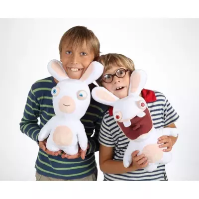 Peluche LAPINS CRETINS 40 cm - Doux et Amusant