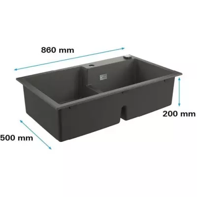 Évier de cuisine composite GROHE K500, 860 x 500 mm - 2 bacs
