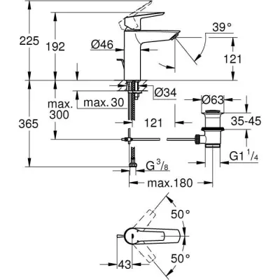 Mitigeur Lavabo GROHE Taille M - Finition Chromé - Economie d'eau