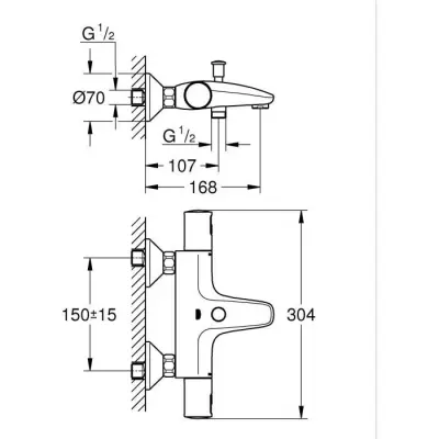 Mitigeur thermostatique bain/douche 1/2 - GROHE Noir mat - Economie d'eau