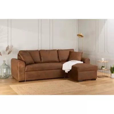 Canapé d'angle convertible réversible 4 places vintage - HAMILTON