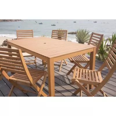 Ensemble repas de jardin 6 personnes en bois Eucalyptus FSC