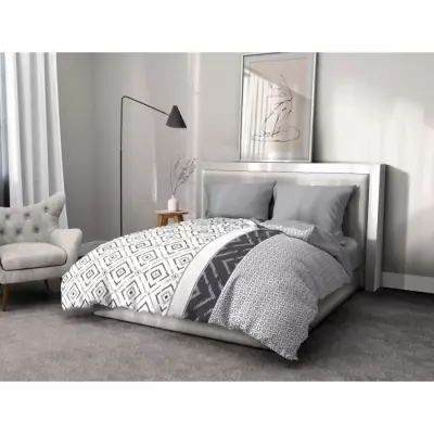 Parure de couette microfibre ETHNO - Gris, 1 housse de couette 220x240cm + 2 taies 63x63cm