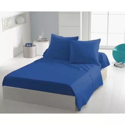 Drap plat HOME LINGE PASSION 180x290 cm Bleu - Confort pour 1 personne