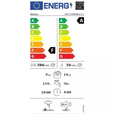 Lave-linge séchant Hoover H-Wash&Dry 500 - 14/9 kg - Induction 1400 trs/min - Blanc