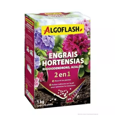 Engrais Hortensias, Rhododendrons et Azalées - ALGOFLASH NATURASOL - pH Spécial - 1 kg Engrais Hortensias, Rhododendrons et Azalées - ALGOFLASH NATURASOL - pH Spécial - 1 kg
