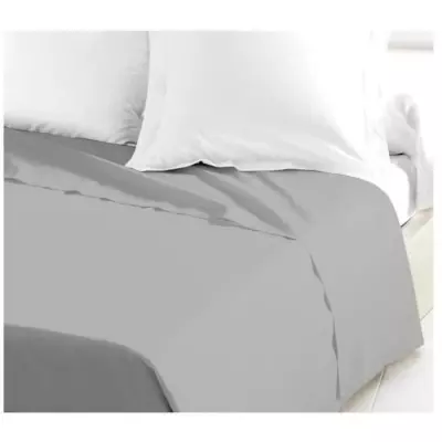 Drap Plat 100% coton 180x290 cm - Gris clair