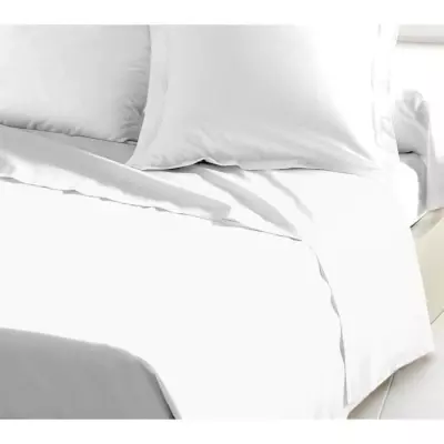 Drap Plat 100% coton 180x290 cm - blanc, pour lit 1 personne
