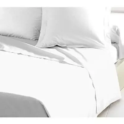 Drap Plat 100% coton 180x290 cm - blanc, pour lit 1 personne