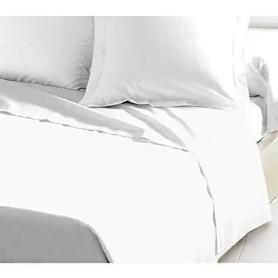 Drap Plat 100% coton 180x290 cm - blanc, pour lit 1 personne