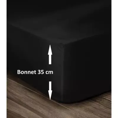Drap Housse 100% Coton Noir - Taille 140x190cm