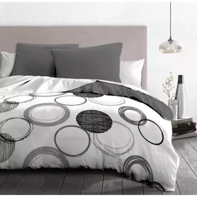 Parure de couette microfibre Audace - Gris clair - 1 housse de couette 220x240cm + 2 taies d'oreiller