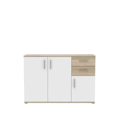 Meuble de rangement IKOLI - Style moderne et pratique - Décor chêne Sonoma et blanc
