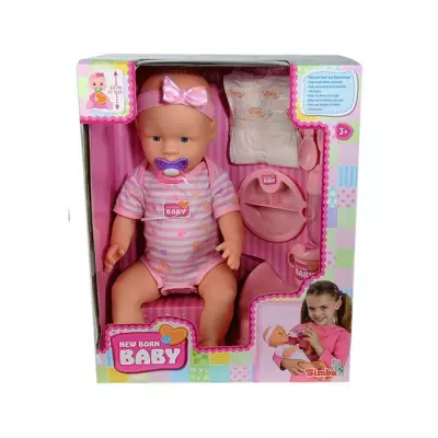 Poupon NEW BORN BABY Rose 43cm - Boit et Fait Pipi - Accessoires Inclus 
