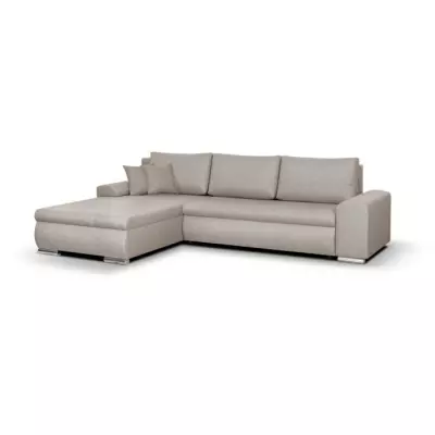 Canapé d'angle convertible réversible avec coffre de rangement - Tissu Beige - INDIAN
