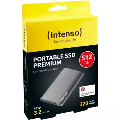 Disque dur SSD externe Intenso Premium 512Go Gris - Compact et performant