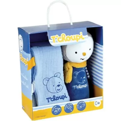 Coffret Naissance T'choupi Baby avec Doudou et Peluche Hochet 25cm - Idéal Cadeau