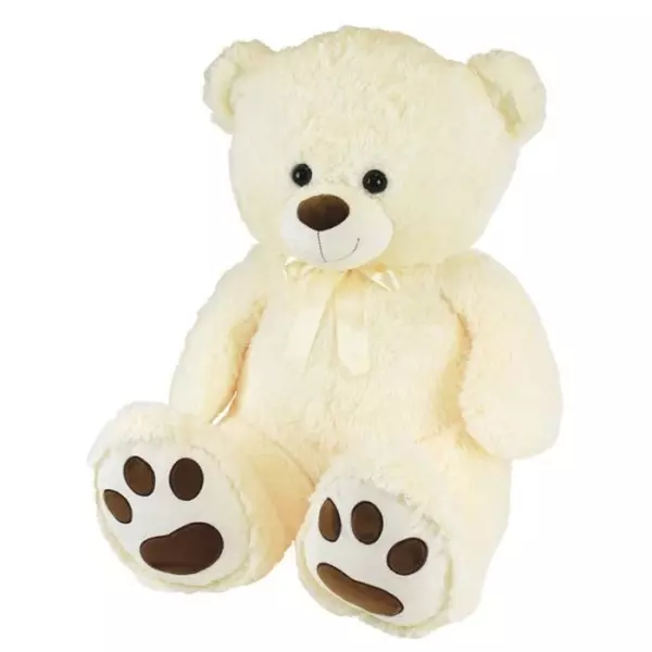 Ours Creme en Peluche avec Noeud +/- 100 cm - PLANET PLUCH - Grand ours creme de 1 metre, irrésistiblement doux.
