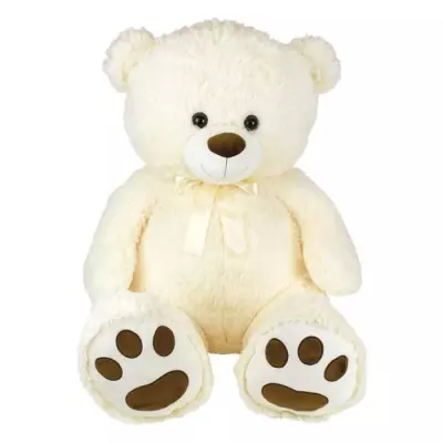 Ours Creme en Peluche avec Noeud 100 cm - PLANET PLUCH - Grand ours creme de 1m