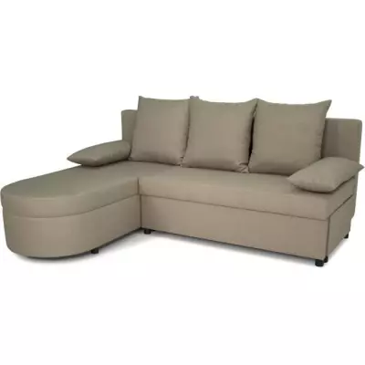 Canapé d'angle convertible 3 places JEN - Tissu Beige - Moderne - L196 x H88 x P159 cm