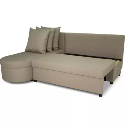 Canapé d'angle convertible 3 places JEN - Tissu Beige - Moderne - L196 x H88 x P159 cm