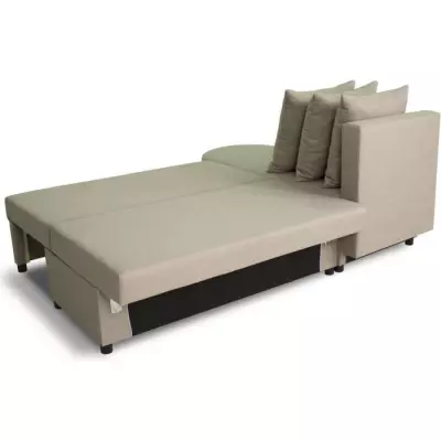 Canapé d'angle convertible 3 places JEN - Tissu Beige - Moderne - L196 x H88 x P159 cm