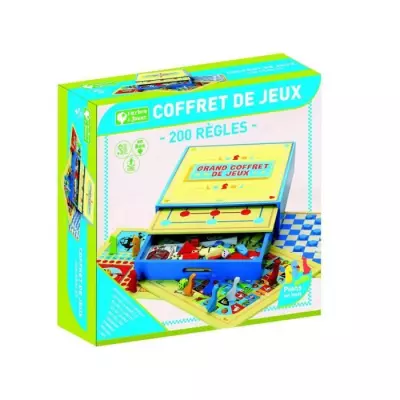 Coffret de Jeux en Bois - 200 Règles - Ludothèque Complète