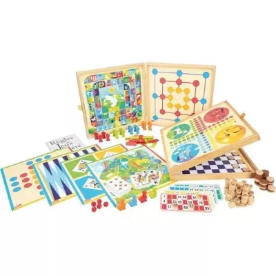 Coffret de Jeux Classiques en Bois - 150 Règles - Fabriqué en France