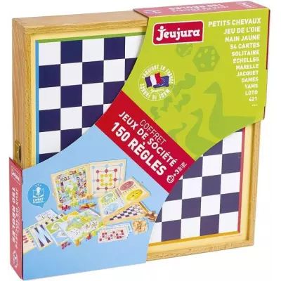 Coffret de Jeux Classiques en Bois - 150 Règles - Fabriqué en France