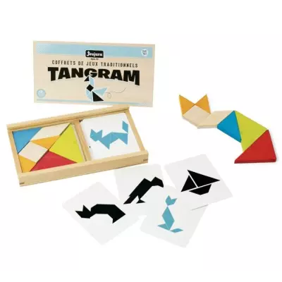 Jeu de tangram en bois - Fabriqué en France - 30 modèles