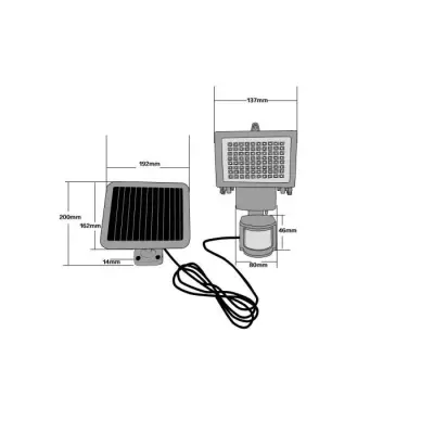 Spot Solaire 80 LED avec Détecteur de Présence - Noir