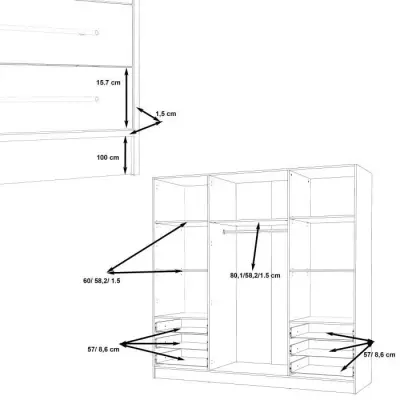 Armoire 4 portes battantes + 6 tiroirs Blanc mat - Design responsable
