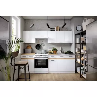 Cuisine complète JUNONA 240cm - Blanc brillant