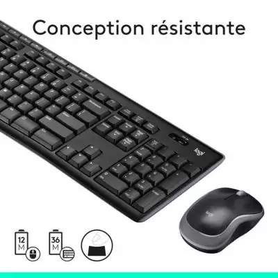 Ensemble Clavier Souris - Sans fil - Logitech - MK270 - AZERTY - Noir Ensemble Clavier Souris - Sans fil - Logitech - MK270 - AZERTY - Noir