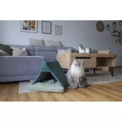 Panier pour chat KERBL ANNE - Confortable et vert - 45 x 40 x 34 cm