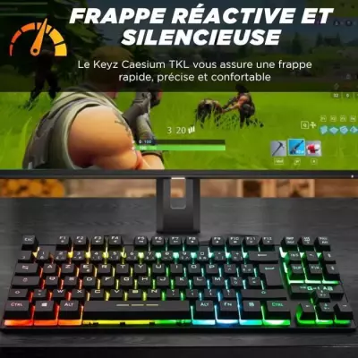 Clavier Gamer The G-Lab KEYZ CAESIUM TKL RGB Noir - Compact et Lumineux