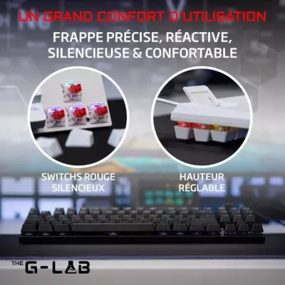 Clavier Gamer Mécanique KEYZ MERCURY TKL - Switch Rouge - Rainbow - Blanc
